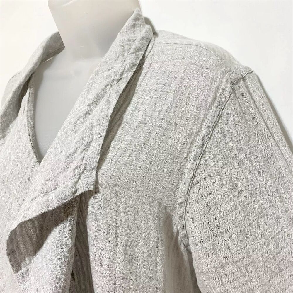 Flax Pale Blue Textured Open Front Jacket - Picture 6 of 11